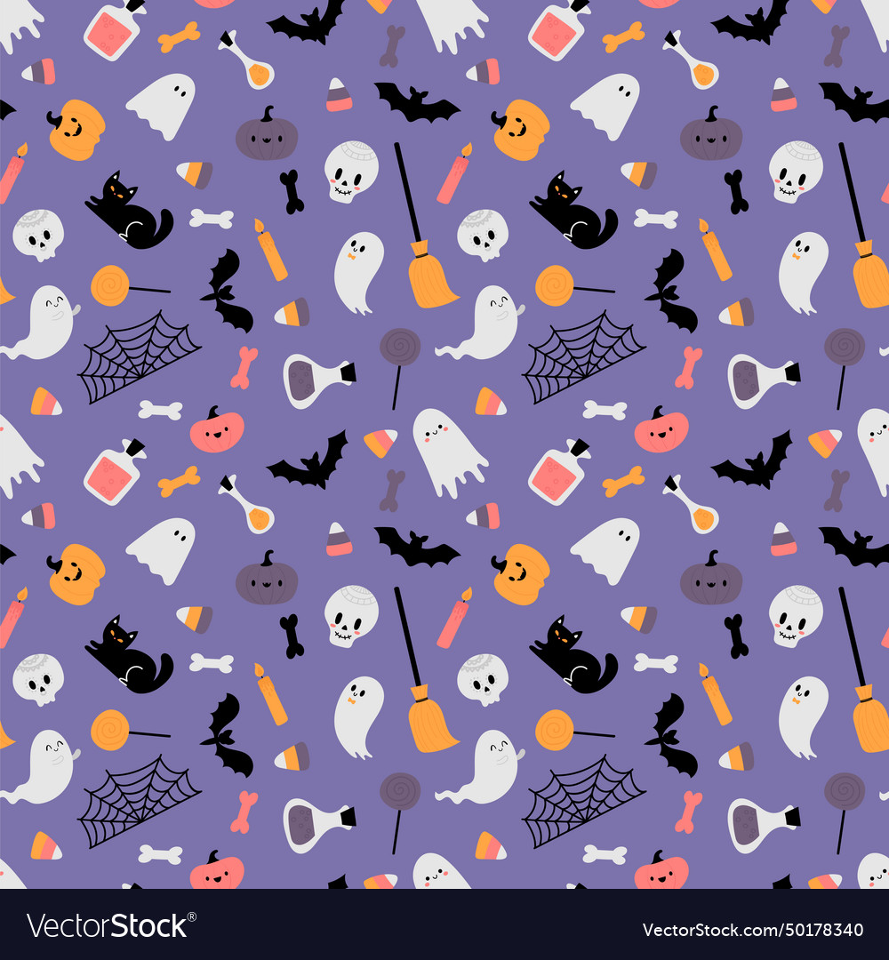 Halloween seamless pattern cartoon childish style