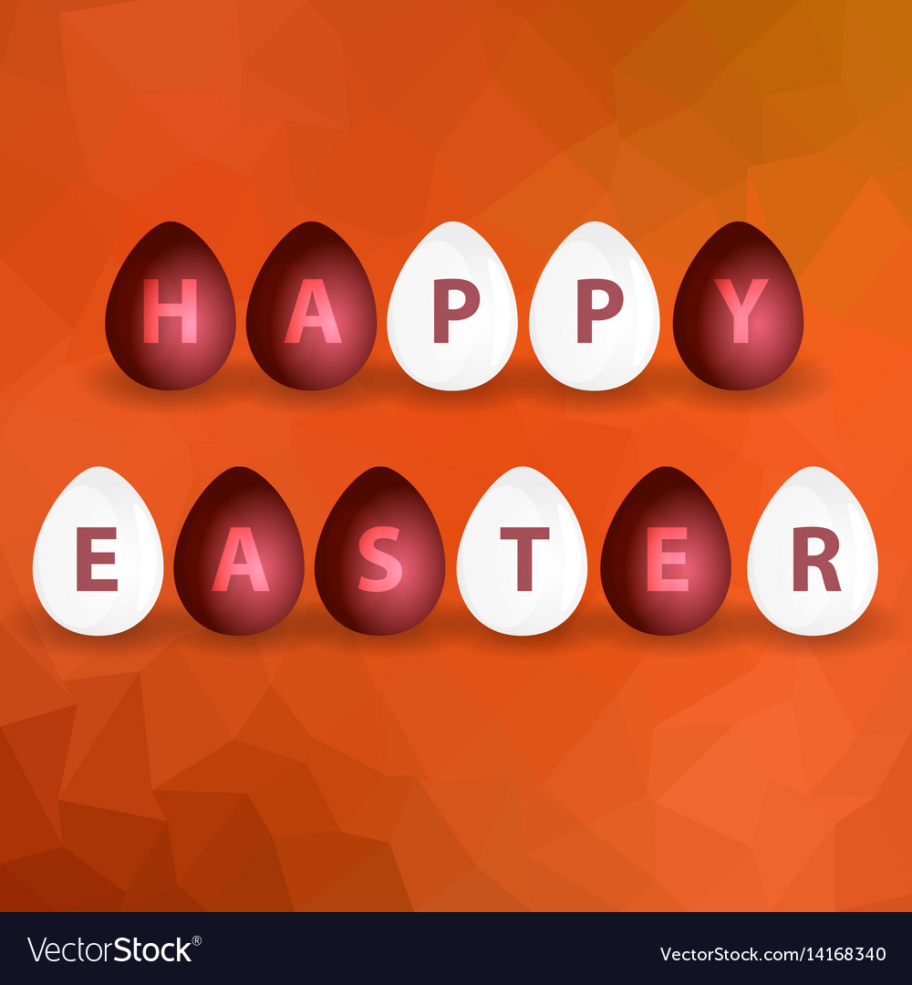 Happy easter from red and white egg on abstract