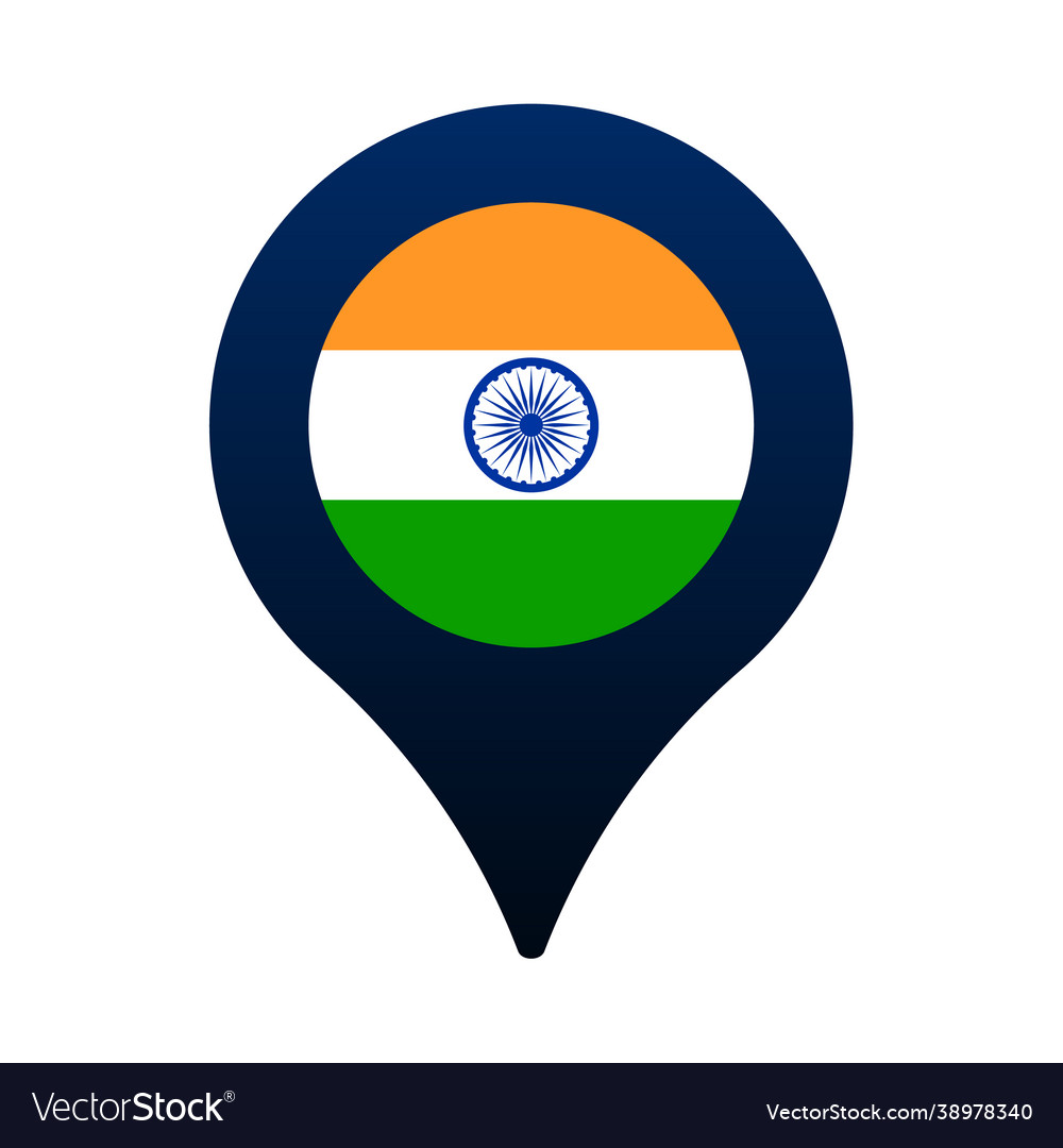 India flag and map pointer icon national