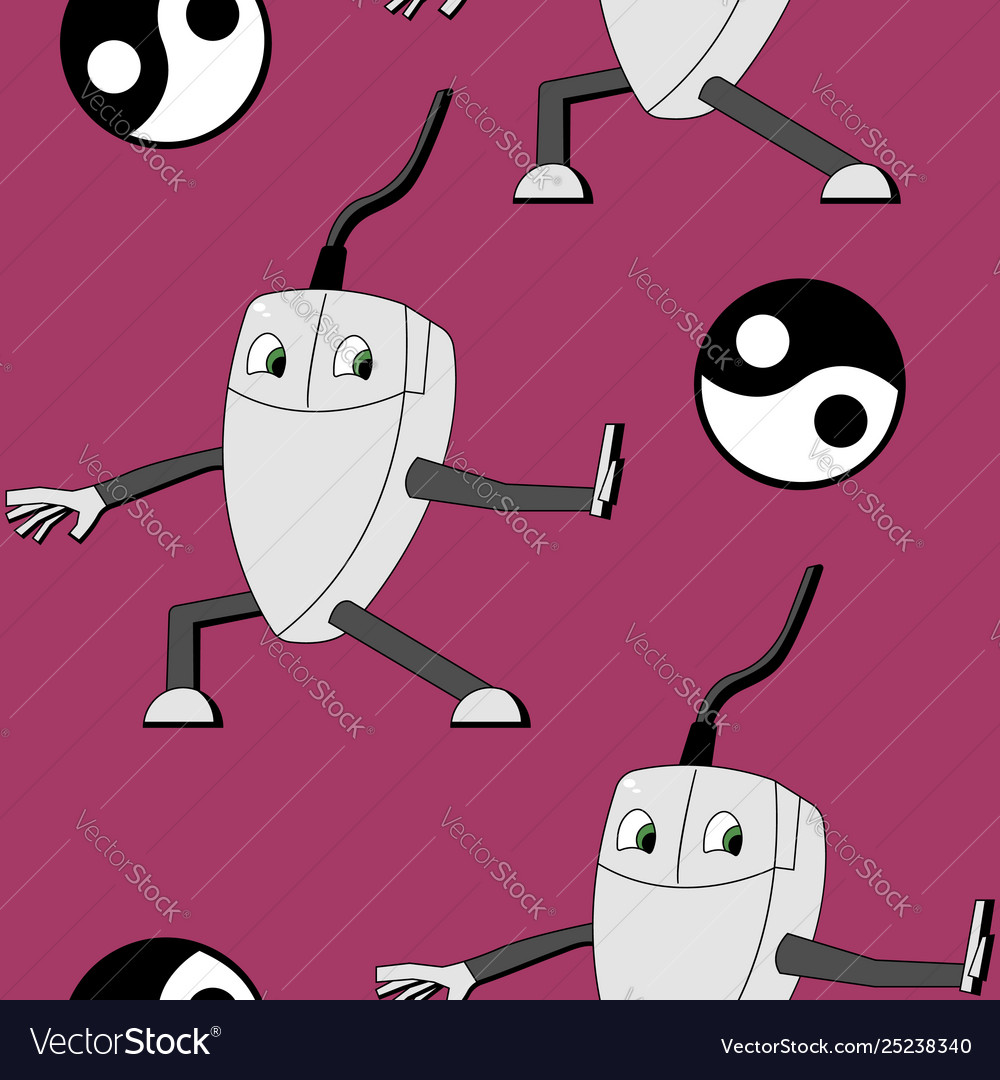 Kung fu computer mouse seamless pattern vector image Kung fu computer mouse seamless pattern
