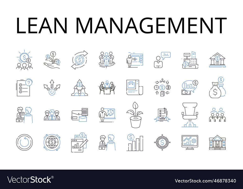 Lean management line icons collection agile Vector Image Lean management line icons collection agile