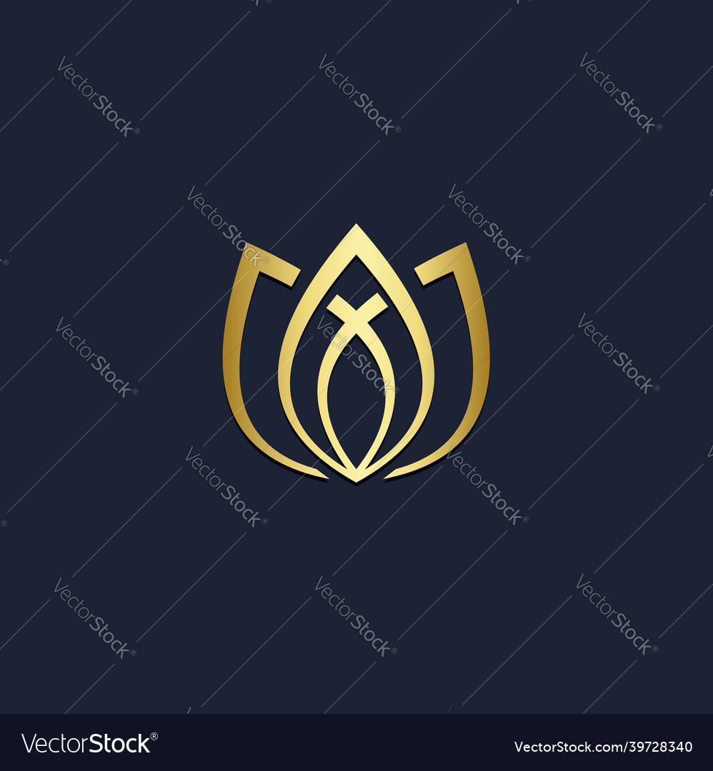 Lotus flower eco beauty gold logo Royalty Free Vector Image