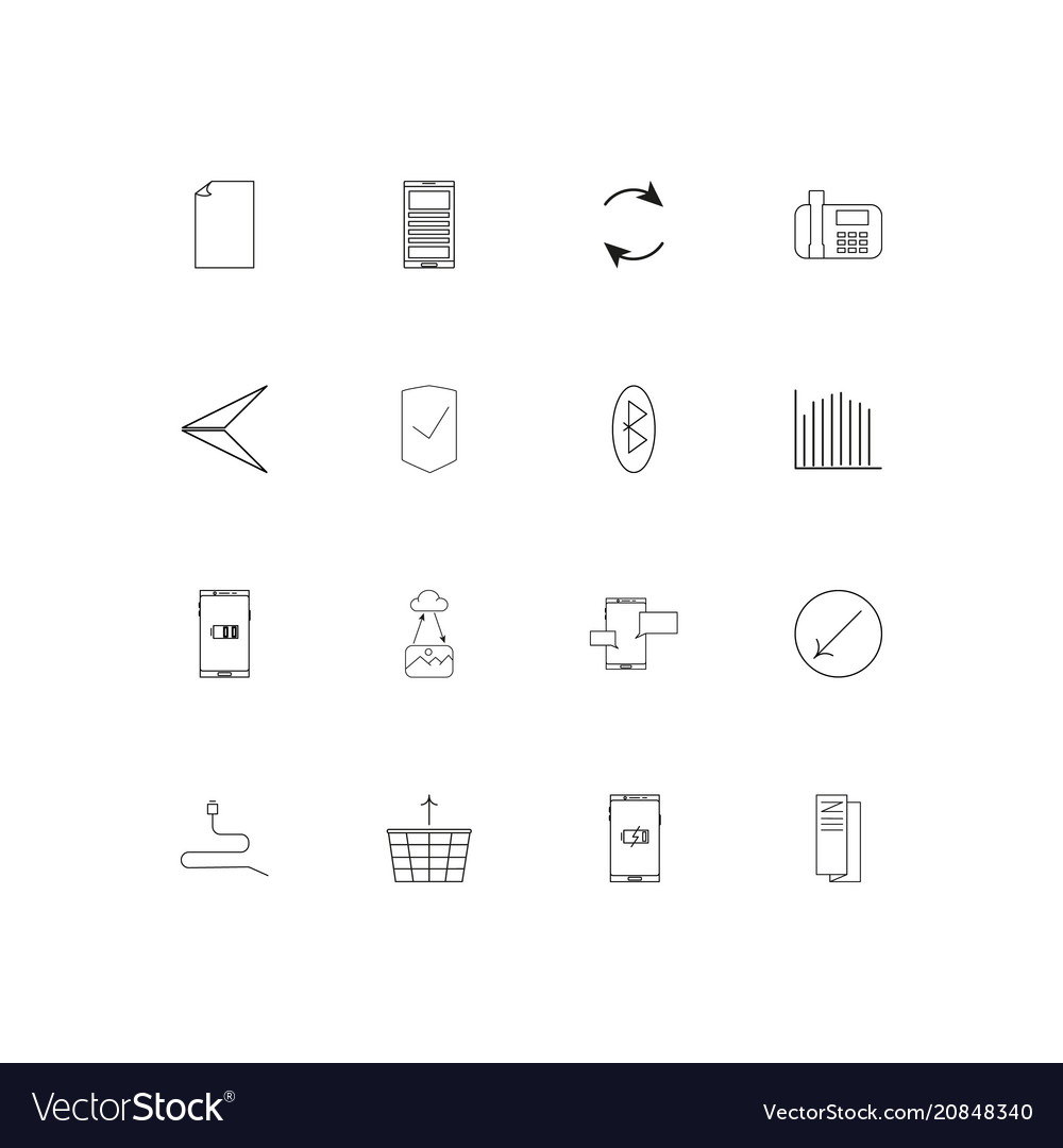 Network and database linear thin icons set
