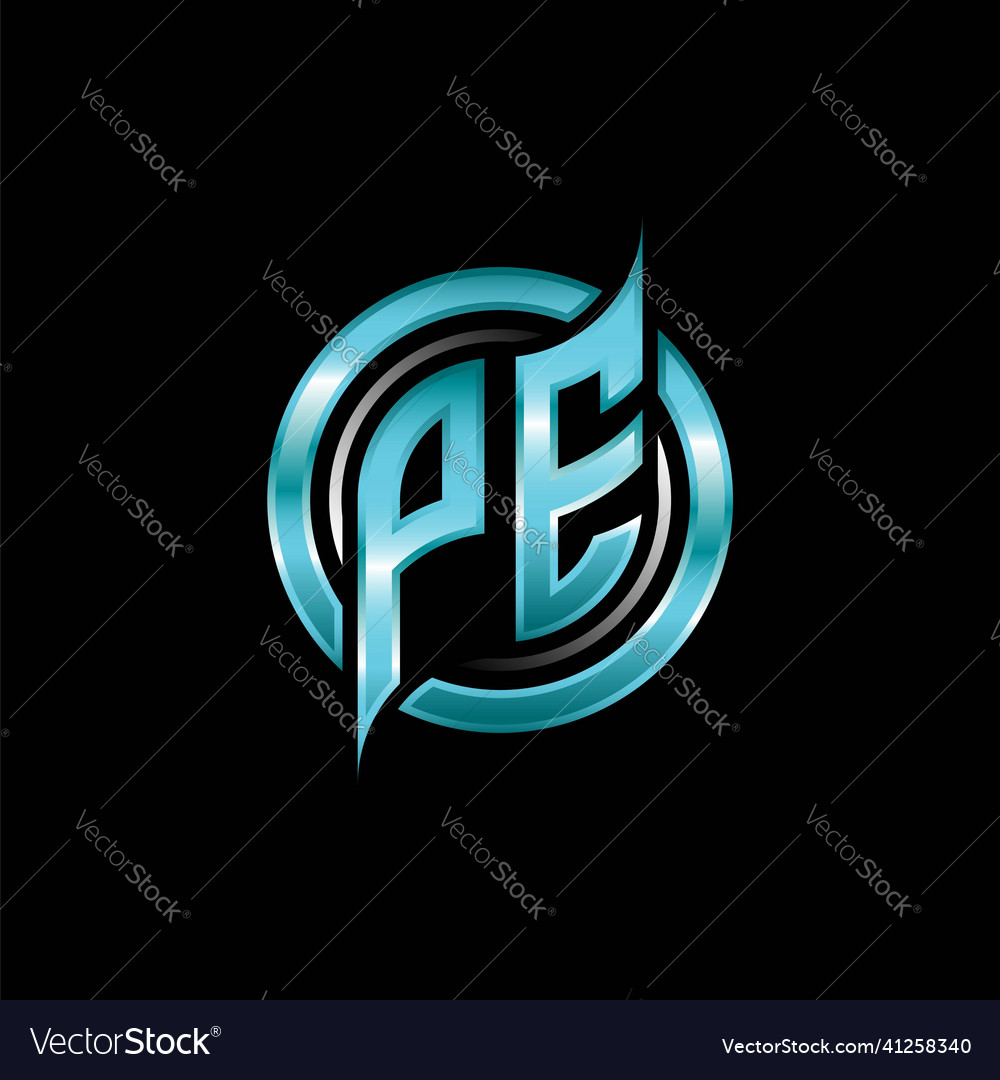 Pe initial monogram logo circle rounded