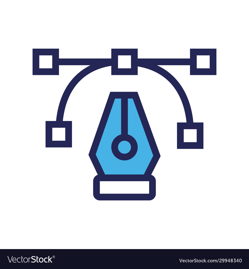 Pen pointer designer line and fill style icon