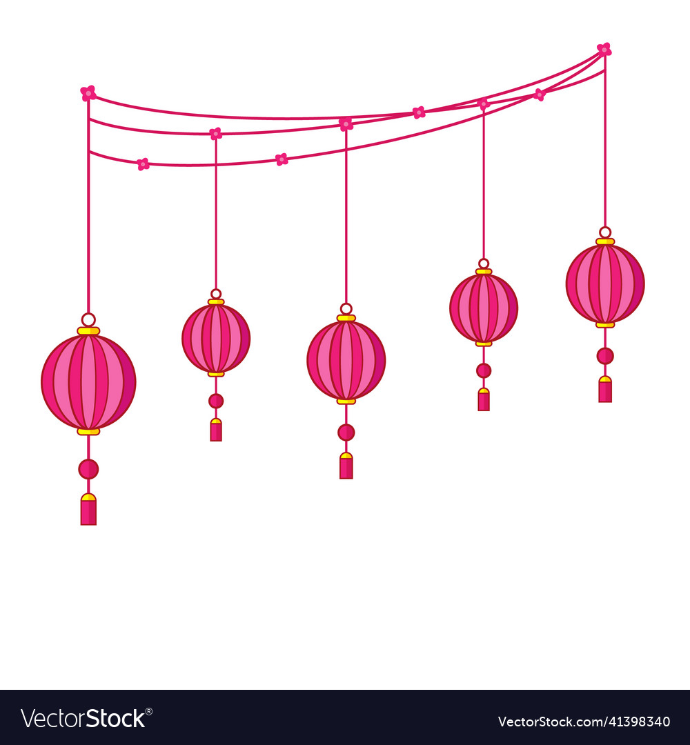 Rosa Laterne hängen auf einem weißen Hintergrund Vector Image Rosa Laterne hängen auf einem weißen Hintergrund