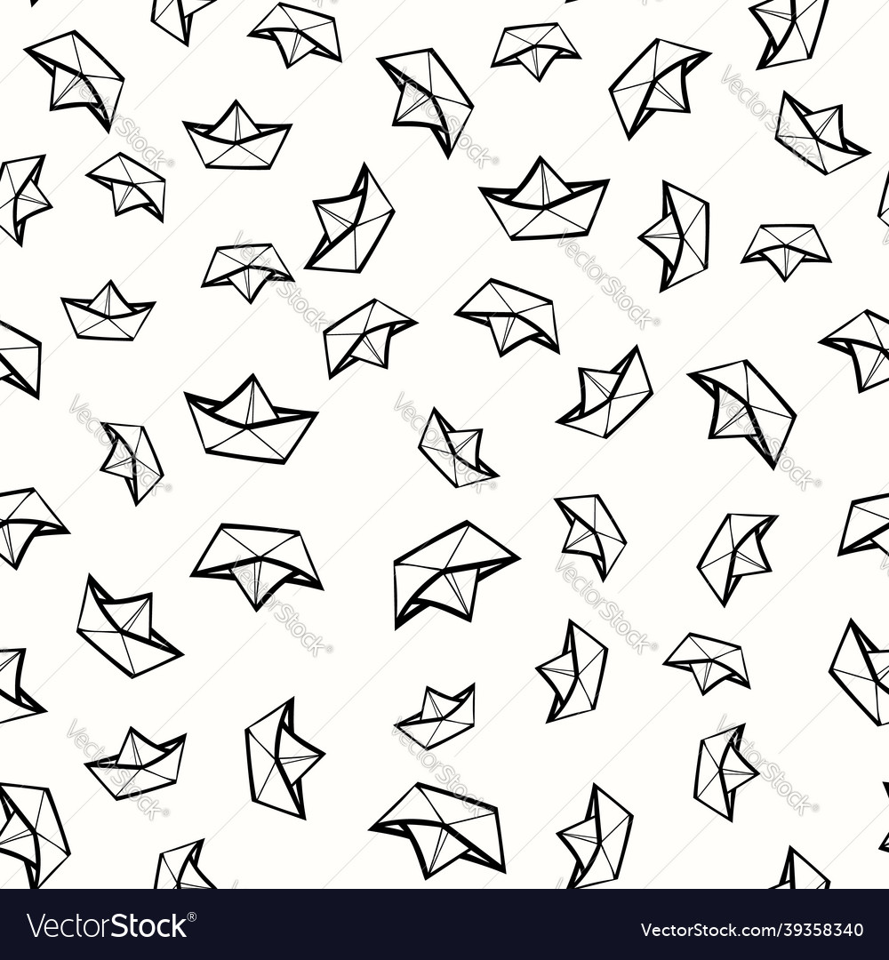 Seamless pattern of funny children boats linear