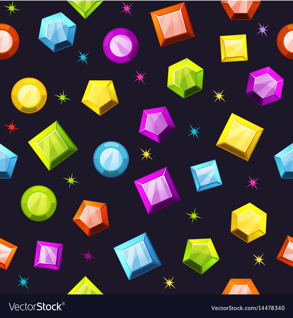 Seamless pattern with colorful gemstones