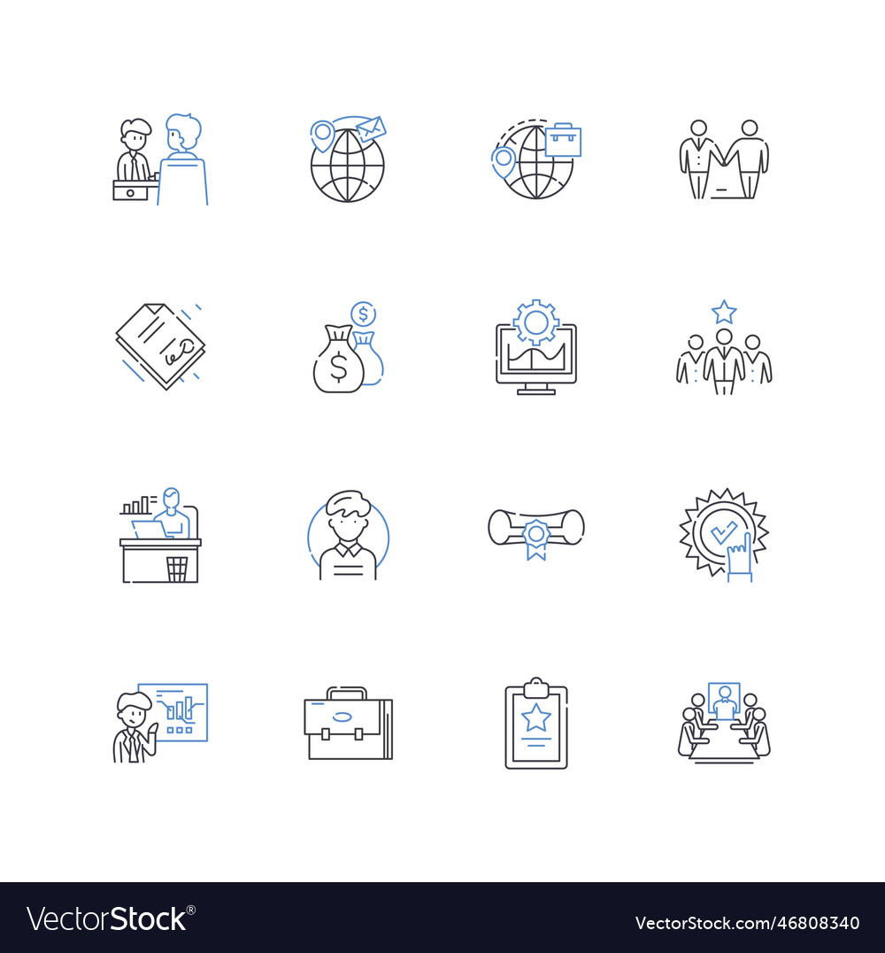 Strategic partners line icons collection