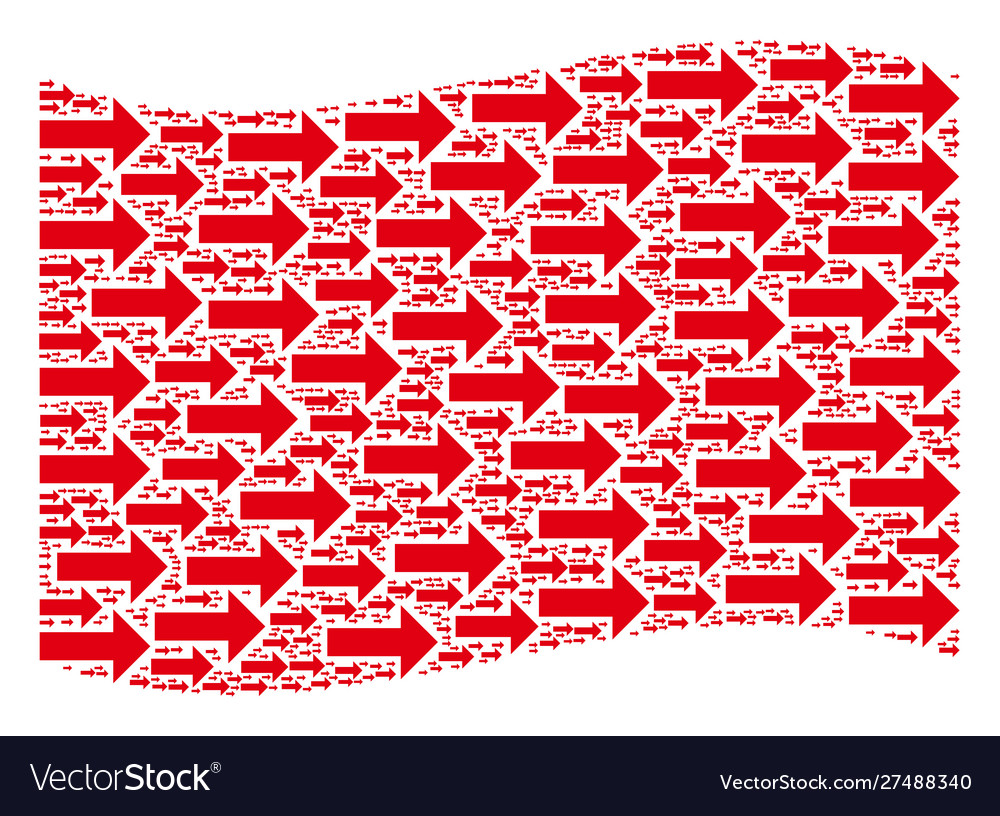 Waving red flag pattern right arrow items vector image Waving red flag pattern right arrow items
