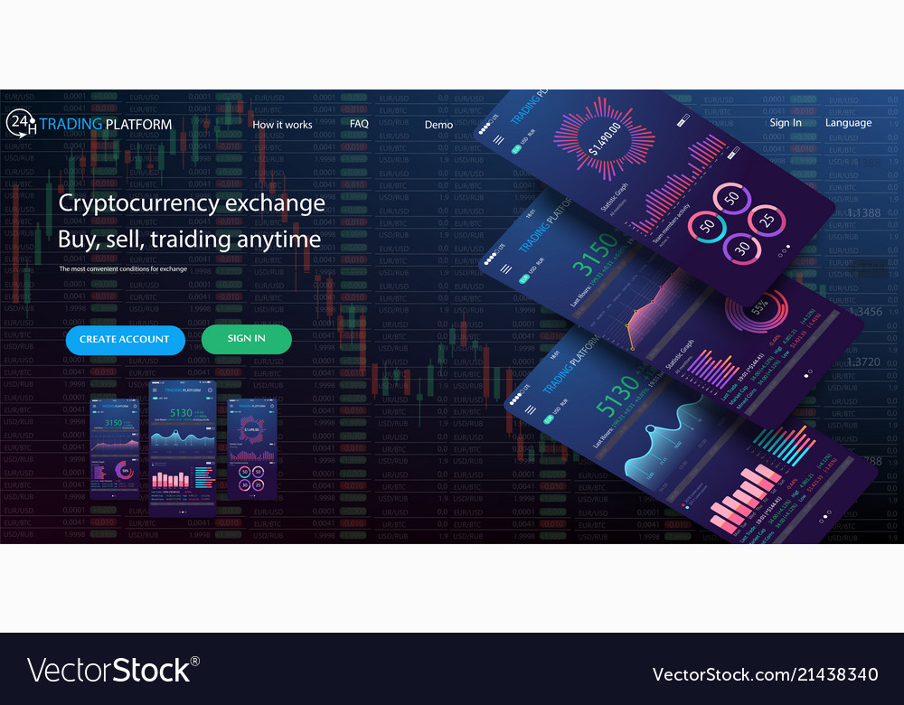 Website design template for trading platform Vector Image