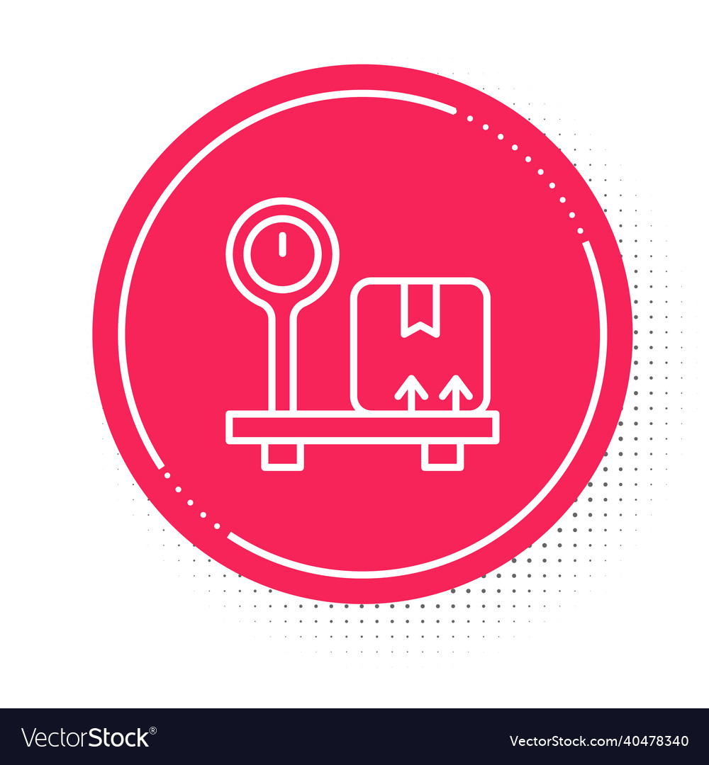White line scale with cardboard box icon isolated vector image White line scale with cardboard box icon isolated
