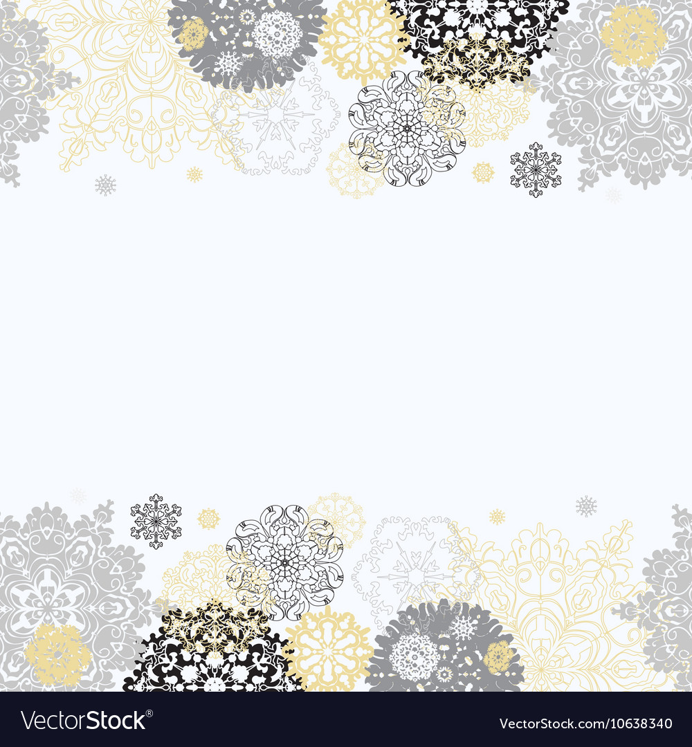 Winter design with silver white snowflakes