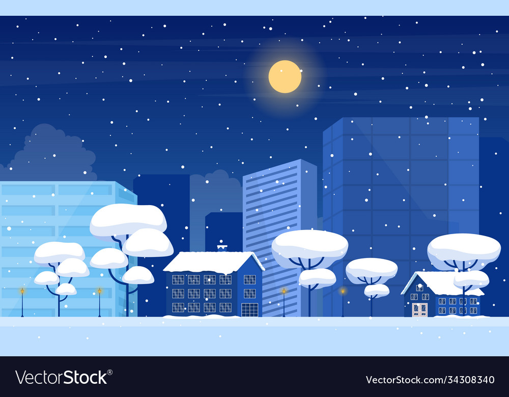 Winter snow tree snowfall city house landscape