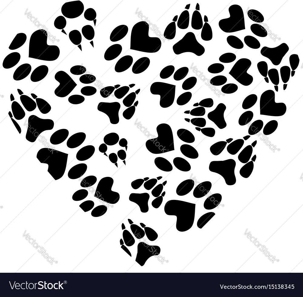 Abstract Paw Print Heart