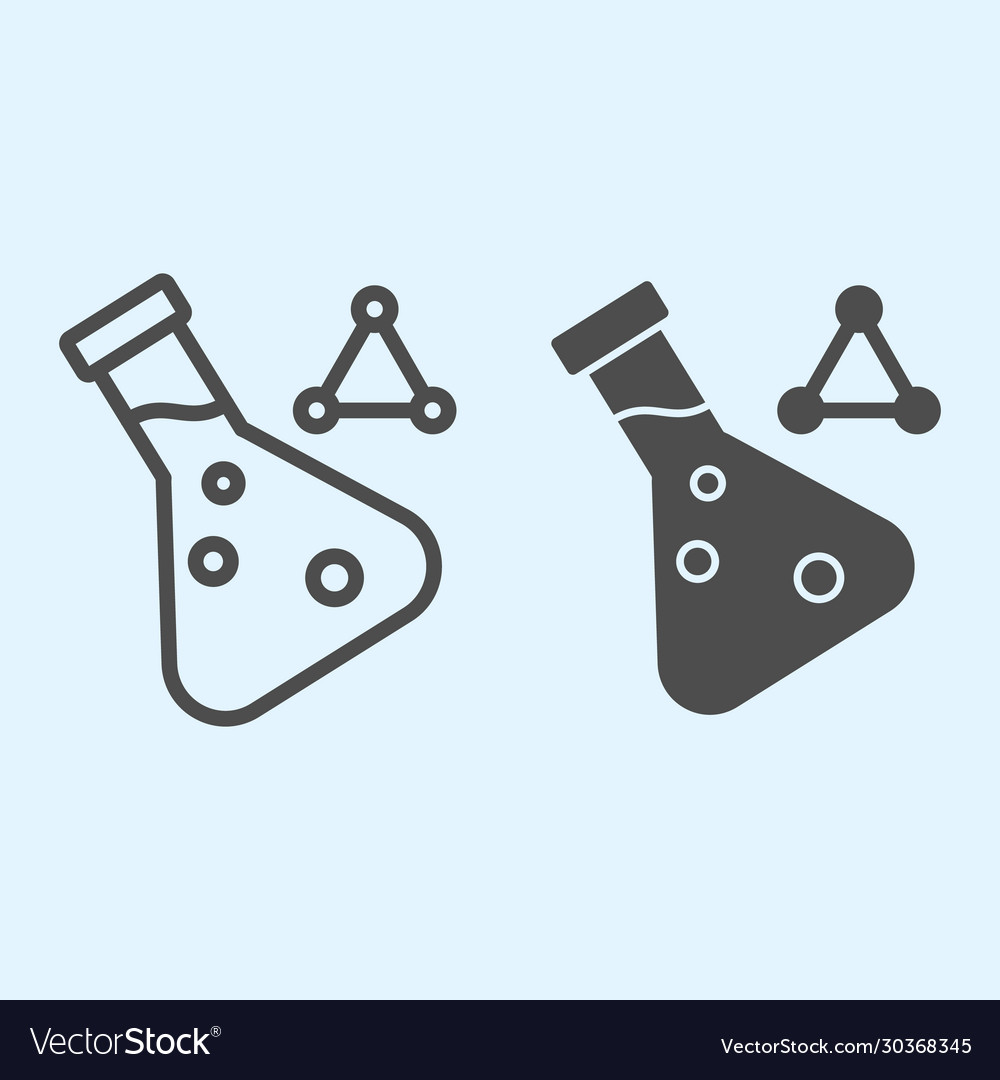 Analysis flask line and solid icon test tube