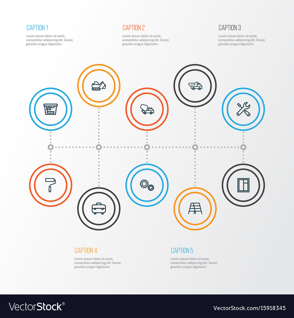 Building outline icons set collection