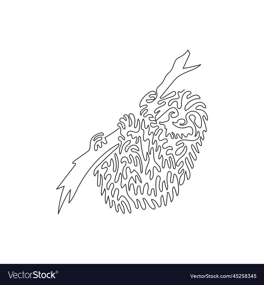 Continuous curve one line drawing of sloth tree vector image Continuous curve one line drawing of sloth tree