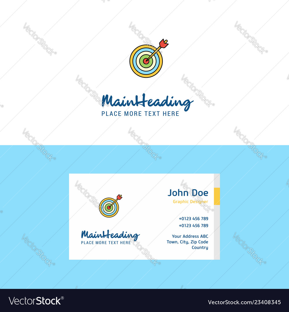 Flat dart game logo and visiting card template vector image Flat dart game logo and visiting card template
