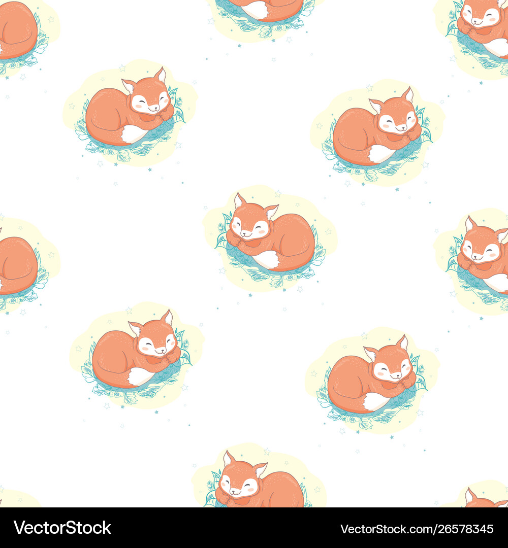 Fox seamless pattern Royalty Free Vector Image
