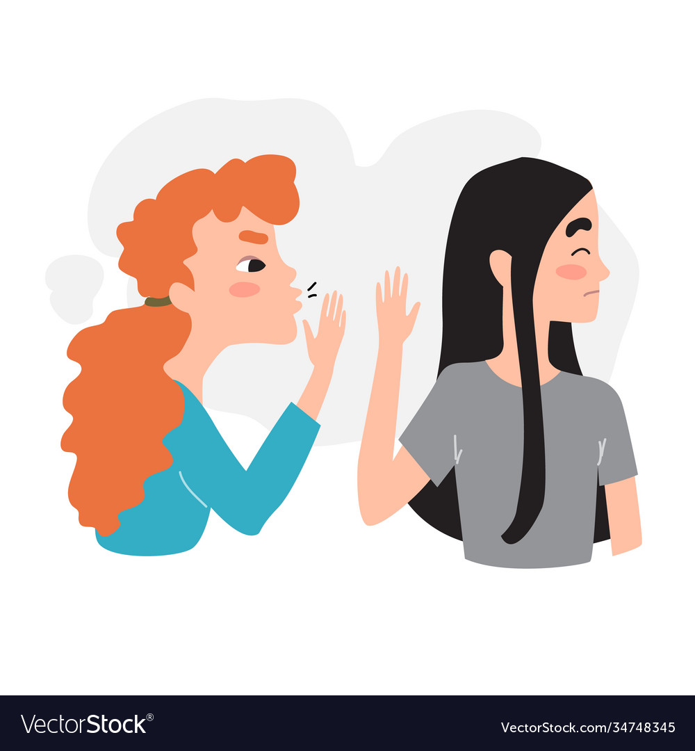 Girl refuses to listen gossip stop Royalty Free Vector Image