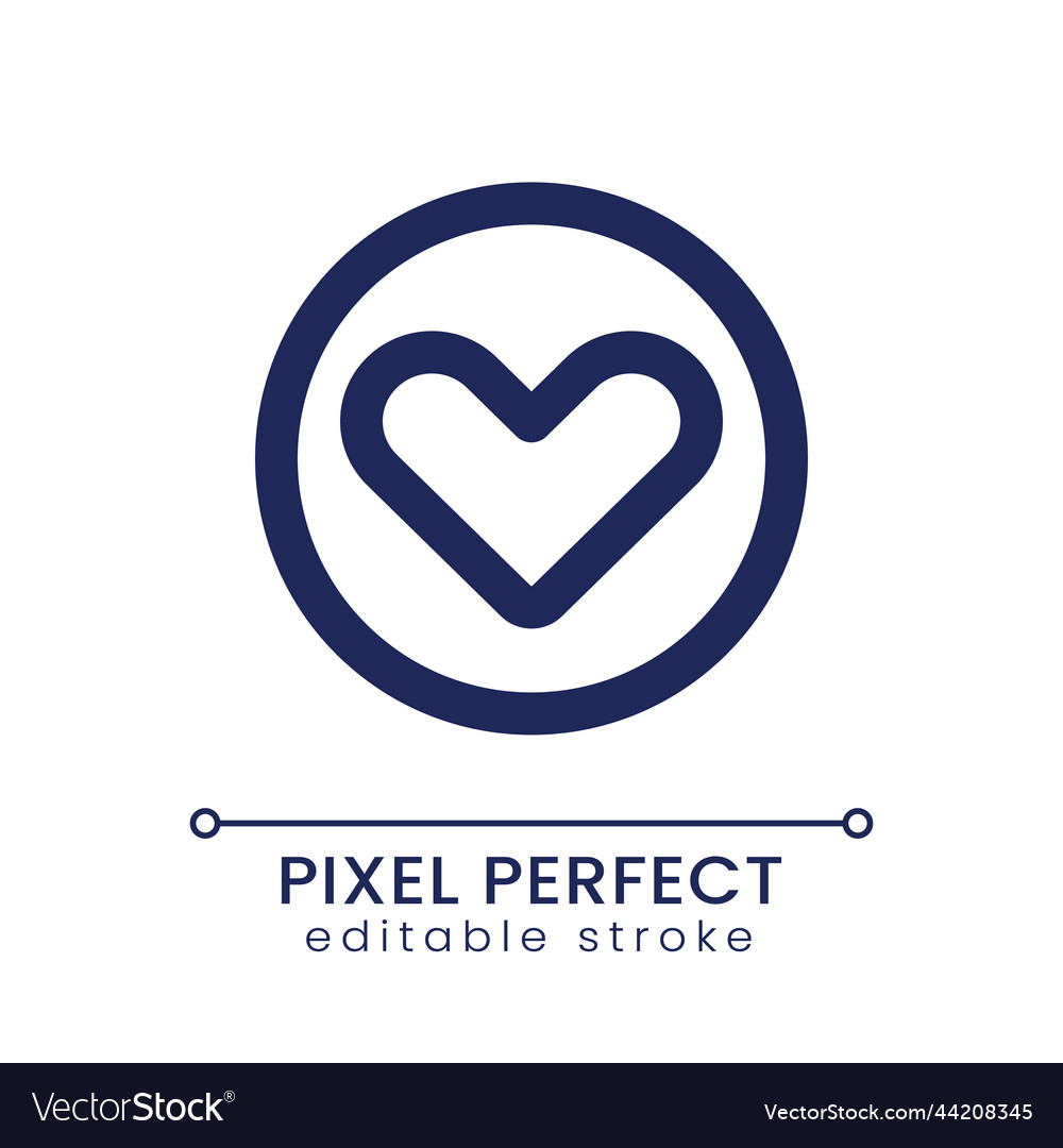 Heart pixel perfect linear ui icon Vector Image Heart pixel perfect linear ui icon