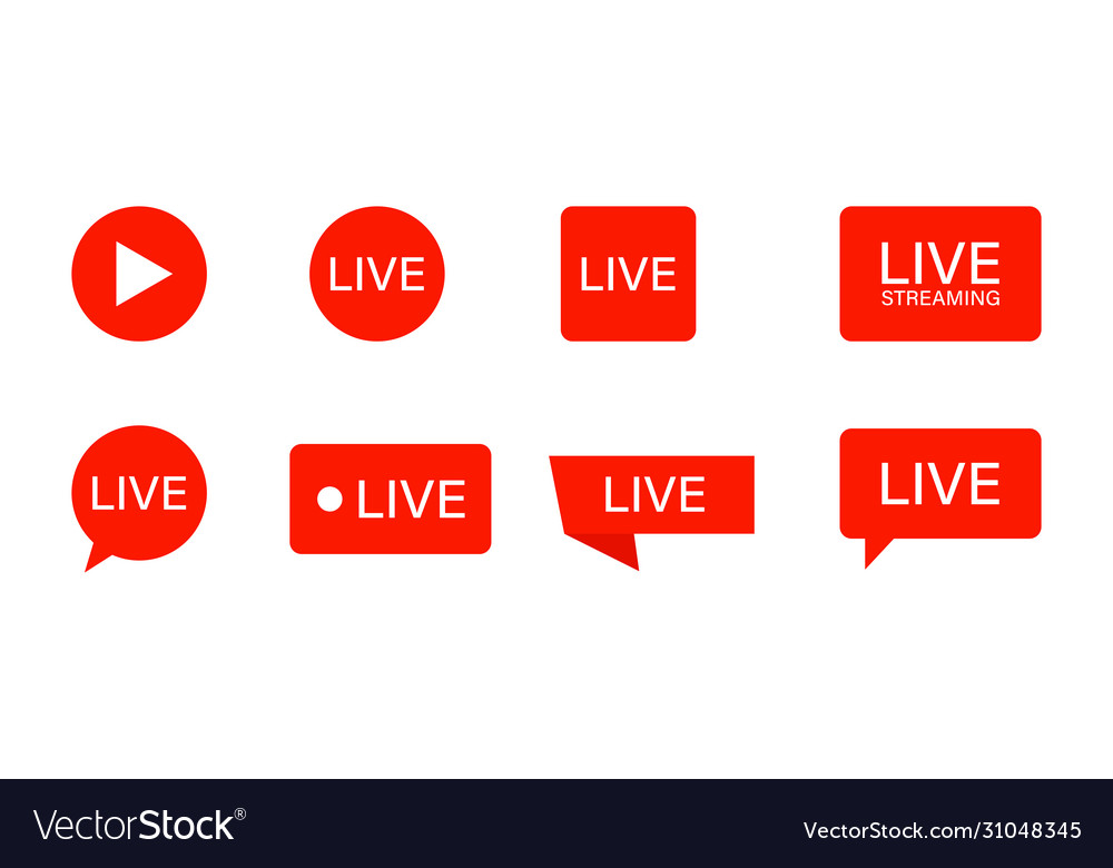 Live streaming icons isolated