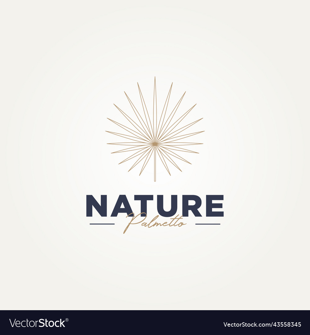 Minimalist nature dried palm leaves line art logo