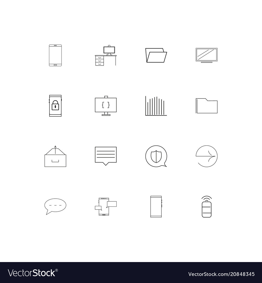Network and database linear thin icons set
