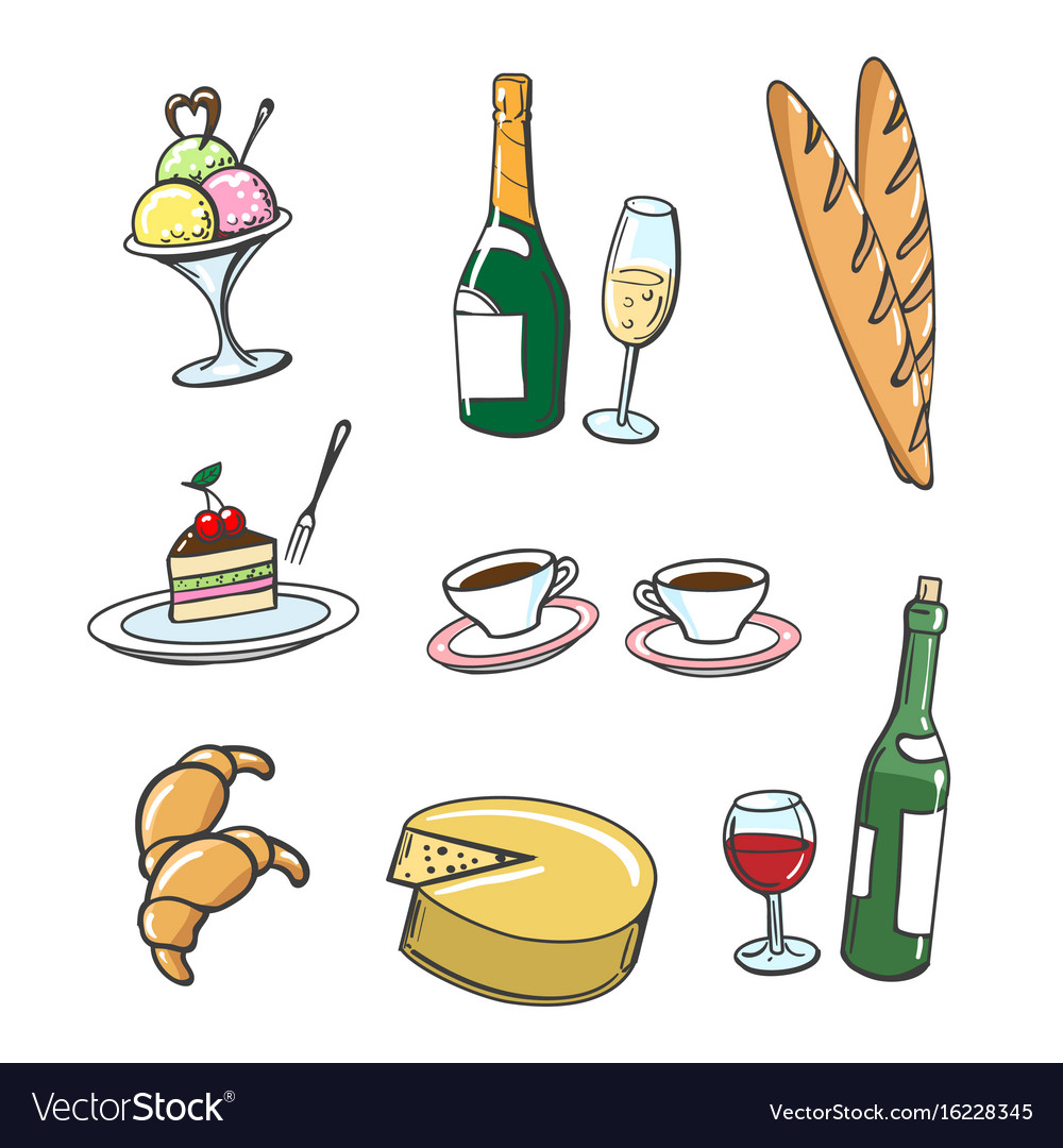 popular-french-food-and-drinks-royalty-free-vector-image