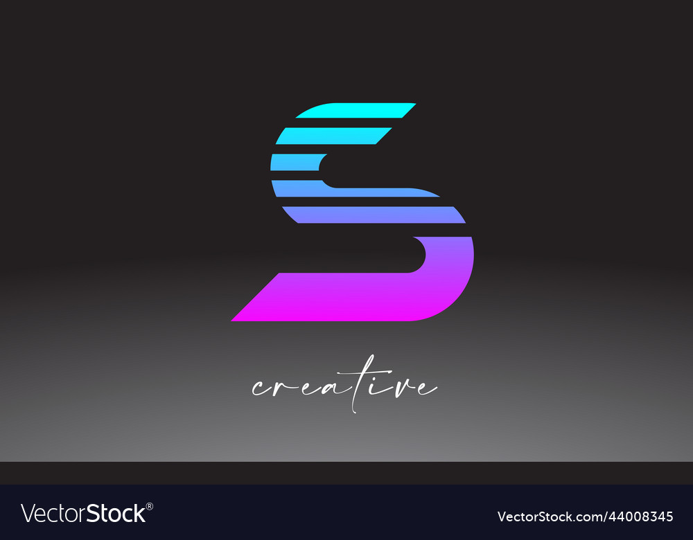 Purple Blue Neon Lines Letter S Logo Design Vector Image