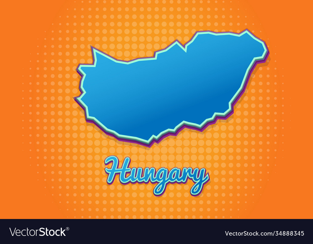 Retro map hungary with halftone background vector image Retro map hungary with halftone background