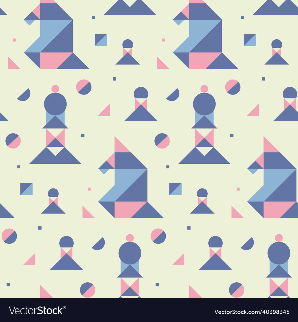 Seamless pattern with geometric chess pieces