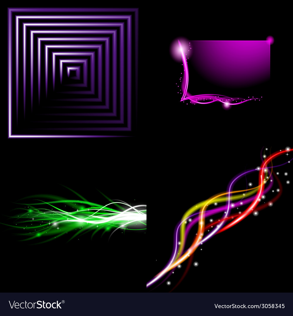 Set of beautifully glowing neon abstract Vector Image