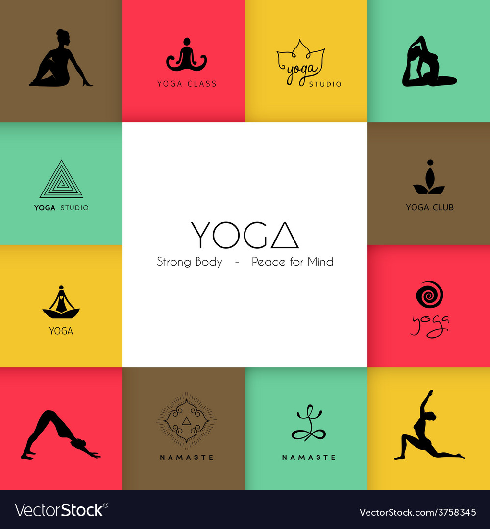 Set of logos for a yoga studio Royalty Free Vector Image