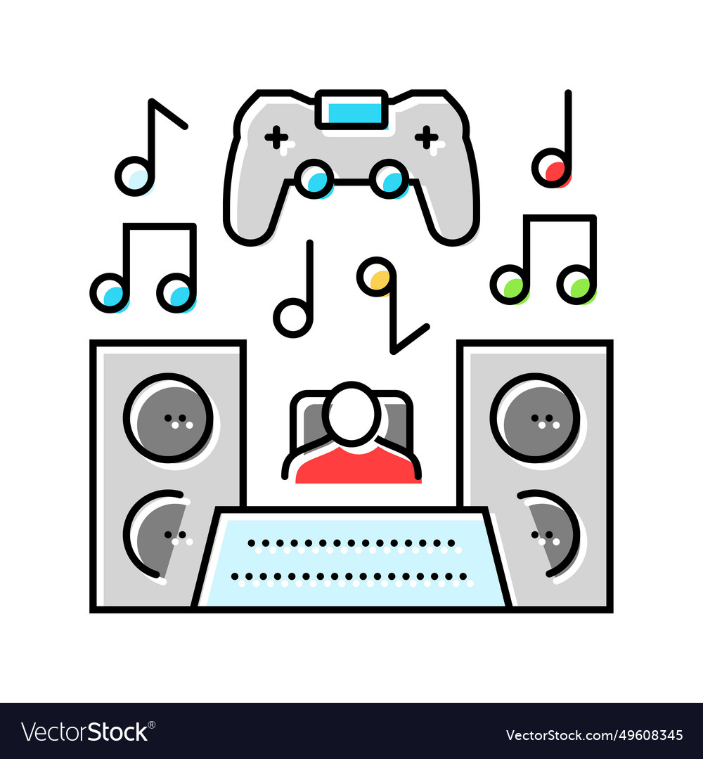 Sound design game development color icon vector image Sound design game development color icon