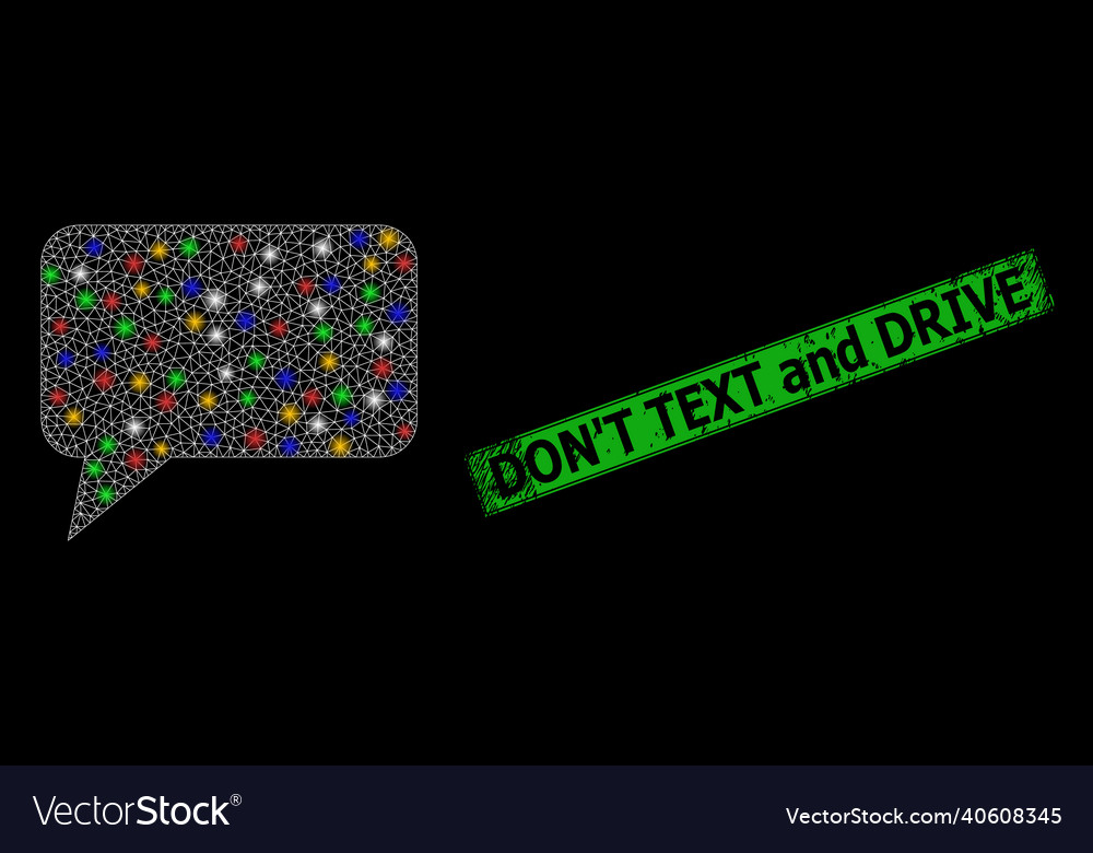 Textured dont text and drive badge with network vector image Textured dont text and drive badge with network