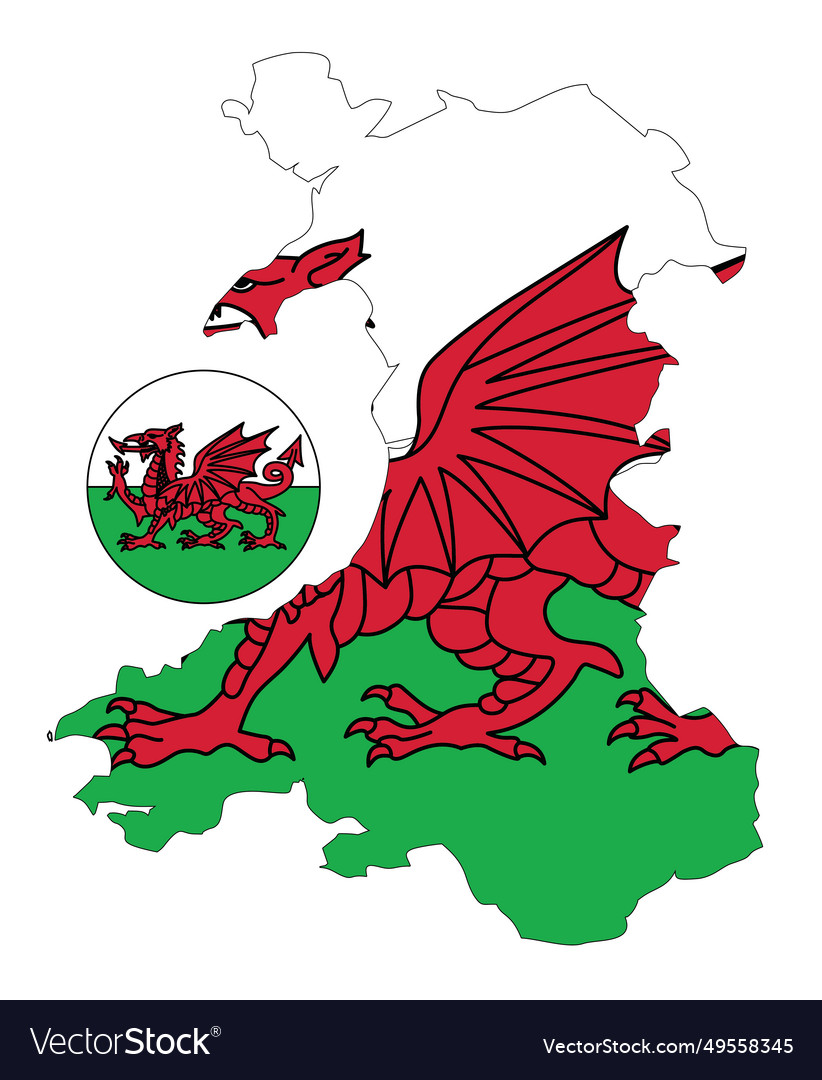 Wales map and flag