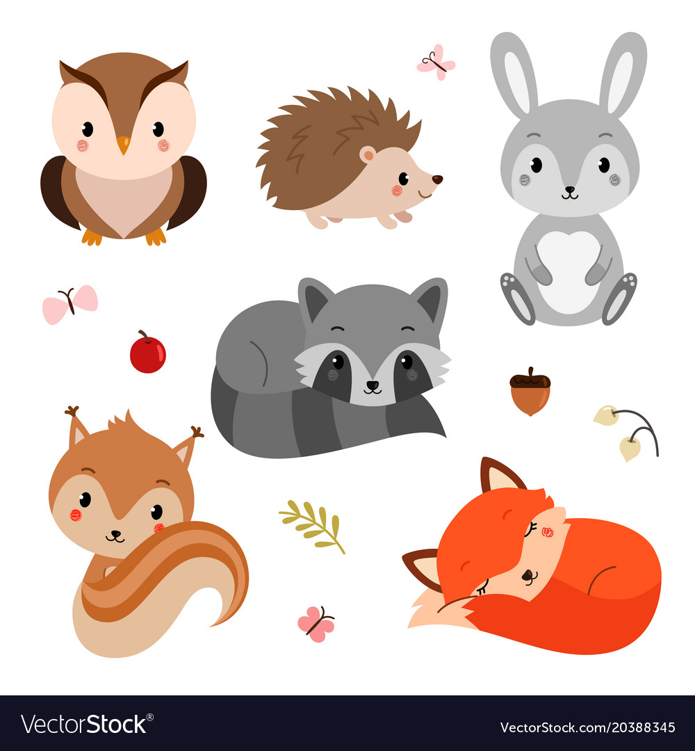 Download Woodland animals set Royalty Free Vector Image