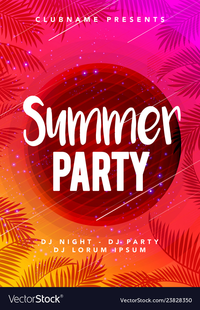 Abstract flyer poster design summer beach party Vector Image