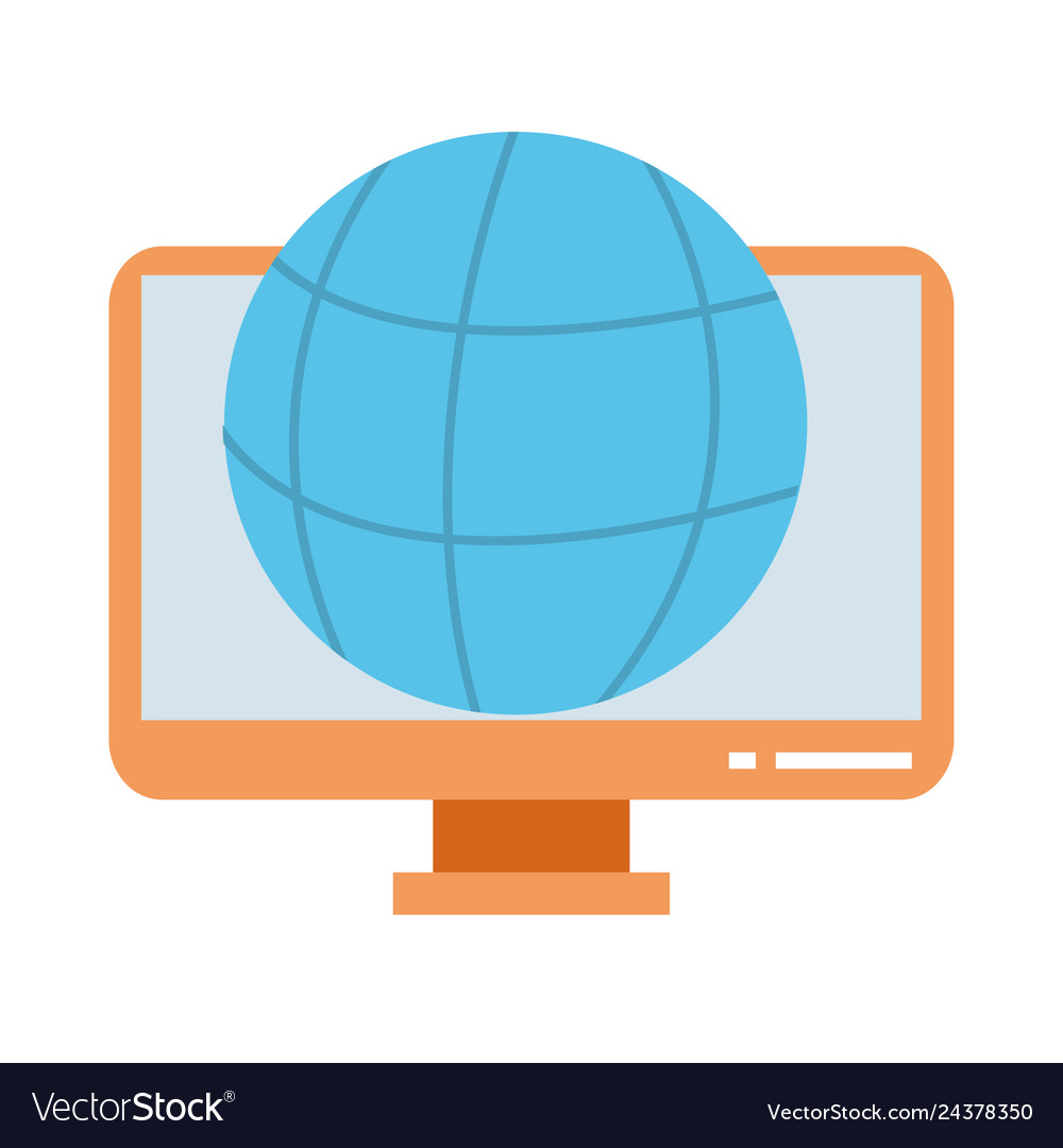 Computer screen with global sphere symbol vector image Computer screen with global sphere symbol