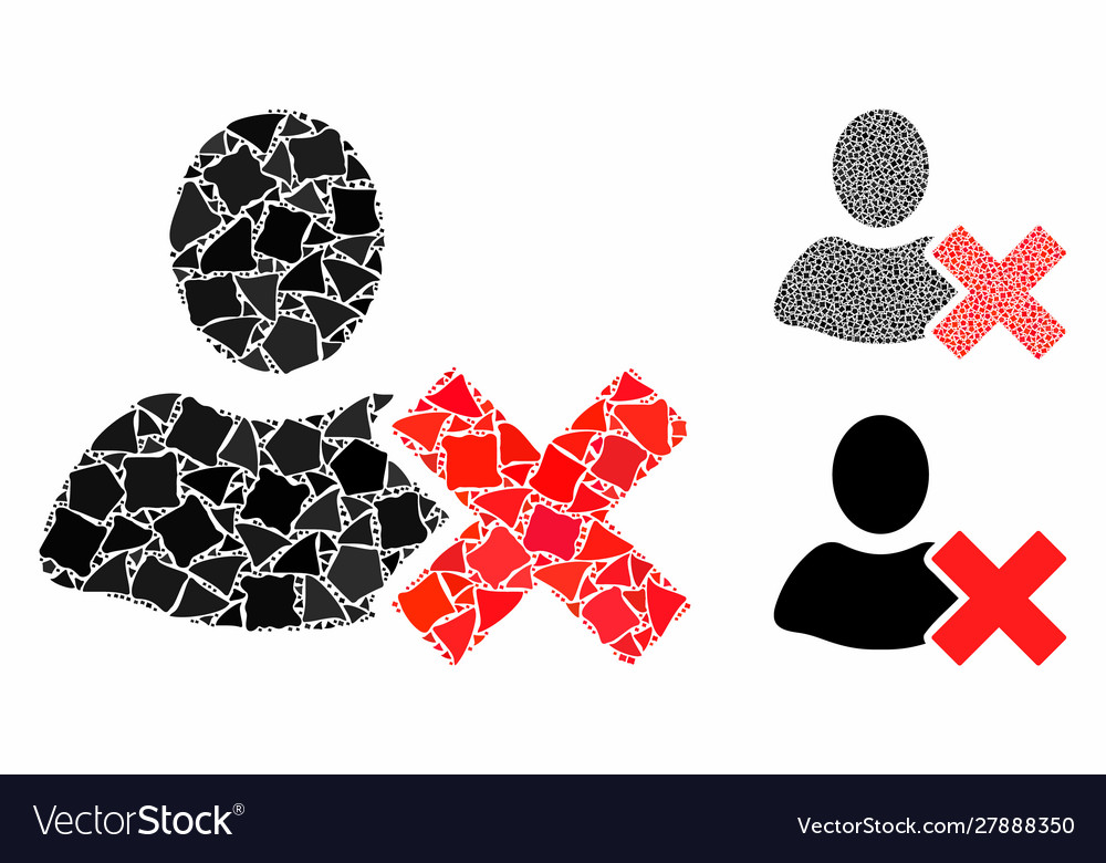 Delete user composition icon abrupt elements vector image Delete user composition icon abrupt elements