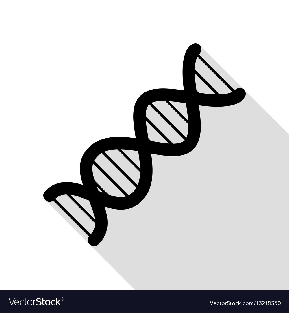 Dna sign black icon with flat style shadow