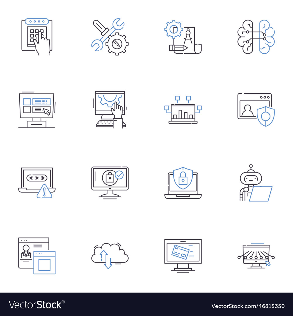 Docker container line icons collection vector image Docker container line icons collection