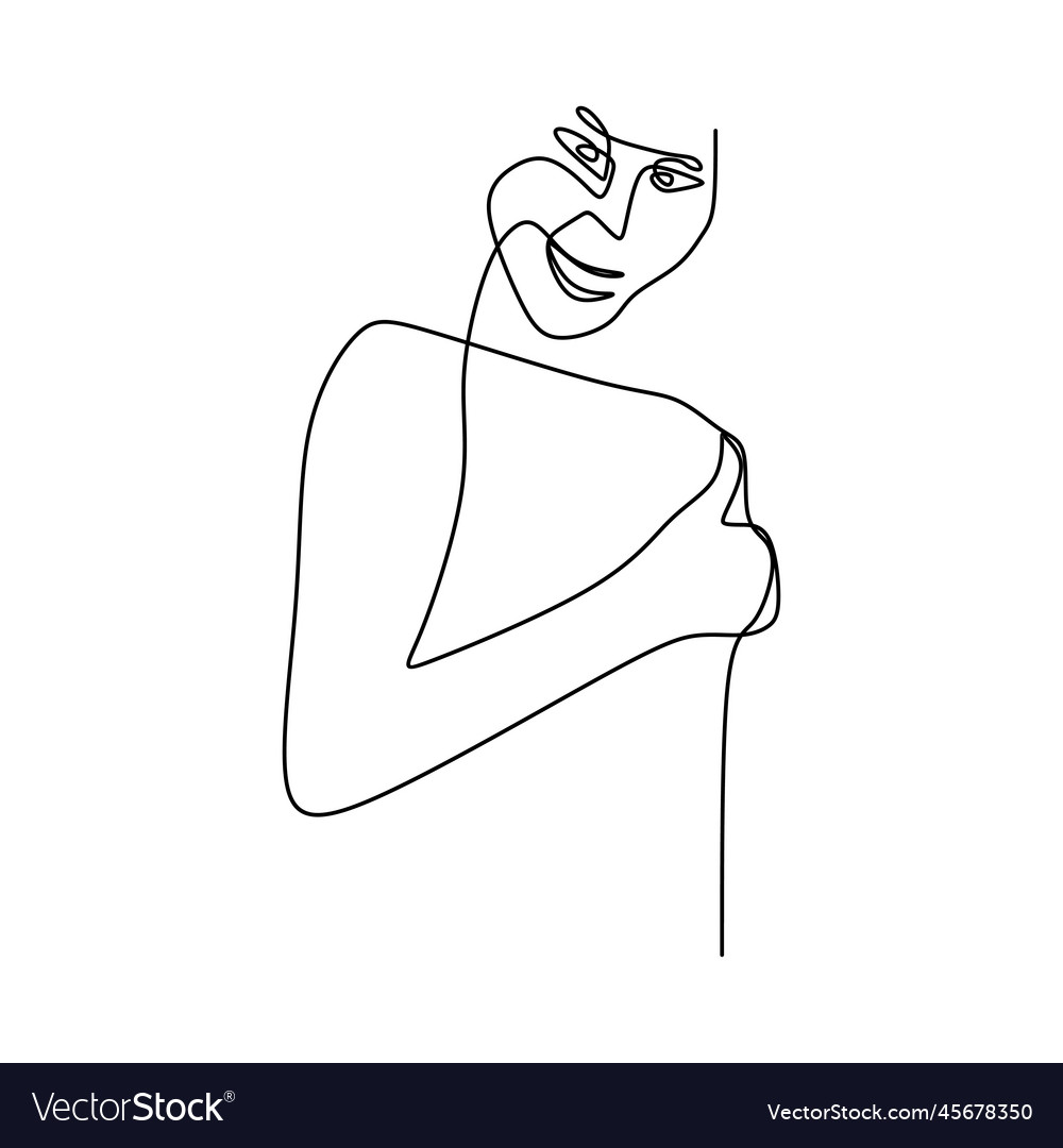 Drawing a continuous line of facial expressions vector image Drawing a continuous line of facial expressions