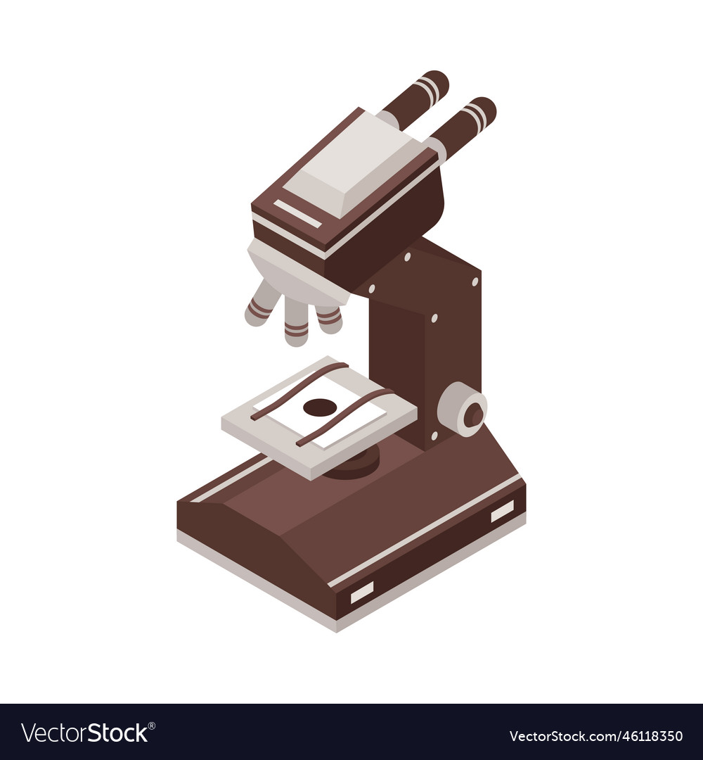Isometric school microscope composition Royalty Free Vector