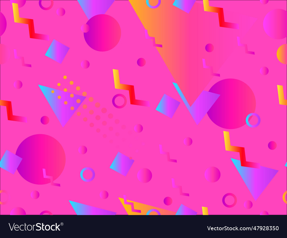 Memphis seamless pattern with geometric gradient vector image Memphis seamless pattern with geometric gradient