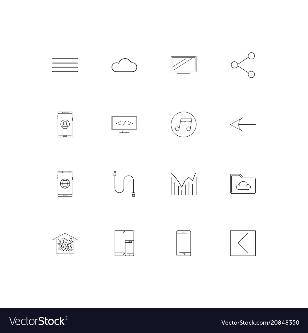 Network and database linear thin icons set