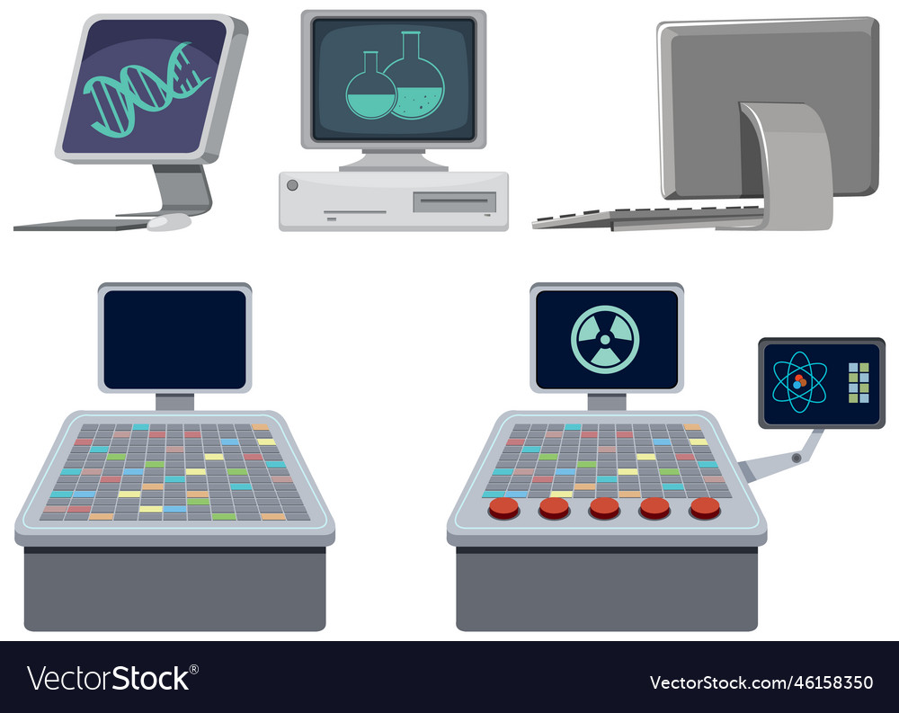 Set of science experiment computer vector image Set of science experiment computer