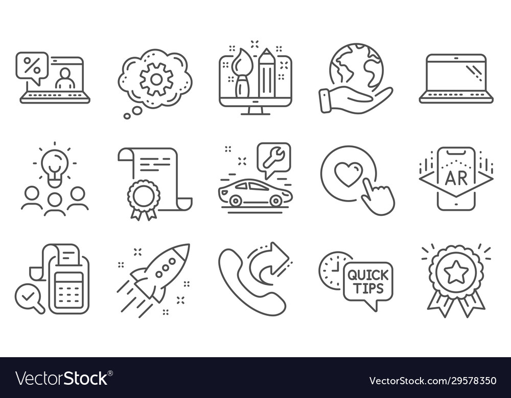 Set technology icons such as like button vector image Set technology icons such as like button